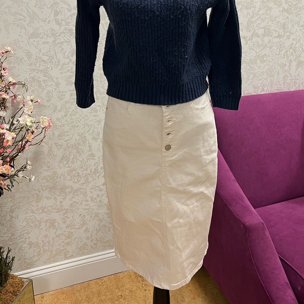 NEW 🎉 Banana Republic White Denim Pencil Skirt - Picture 8 of 8